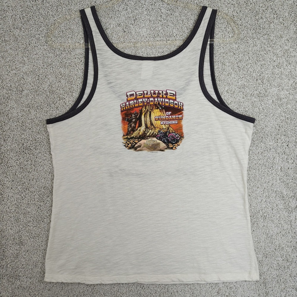 2015 Harley Davidson Motorcycle Womens Tank Top XL‎ White w/Purple Foil Accents - Picture 2 of 10